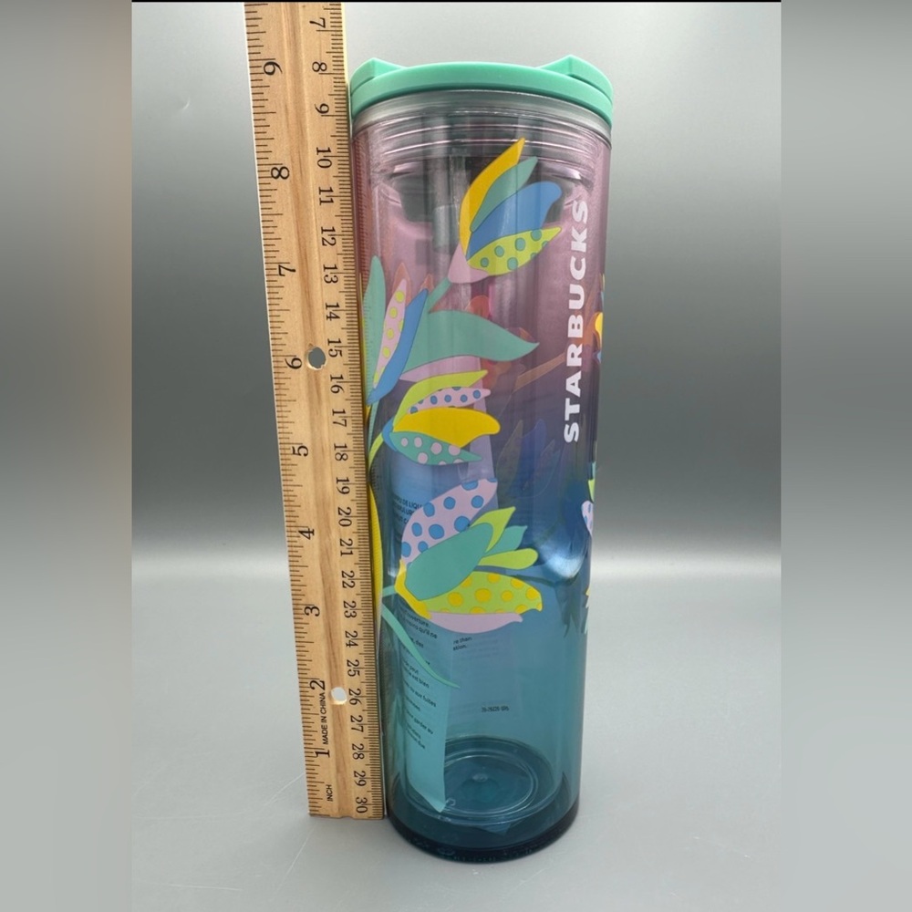 Starbucks Spring 16 oz. Tumbler NWT Turquoise Blue Green Floral - Picture 5 of 8